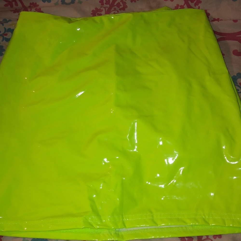 Neon leather pencil skirt
